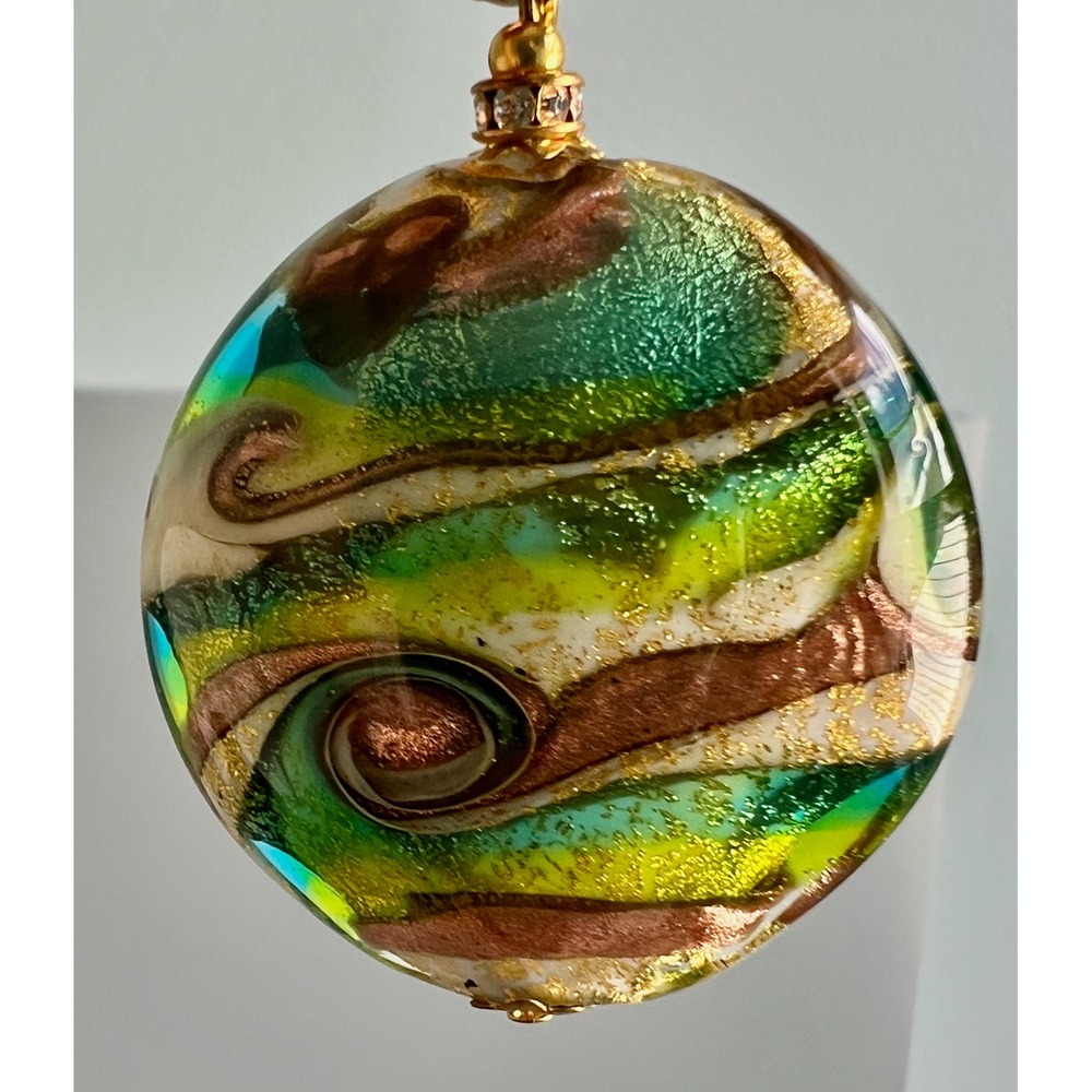 Handmade Murano Style Glass Pendant Necklace Italy 925 Silver Chain 19" - Picture 7 of 8